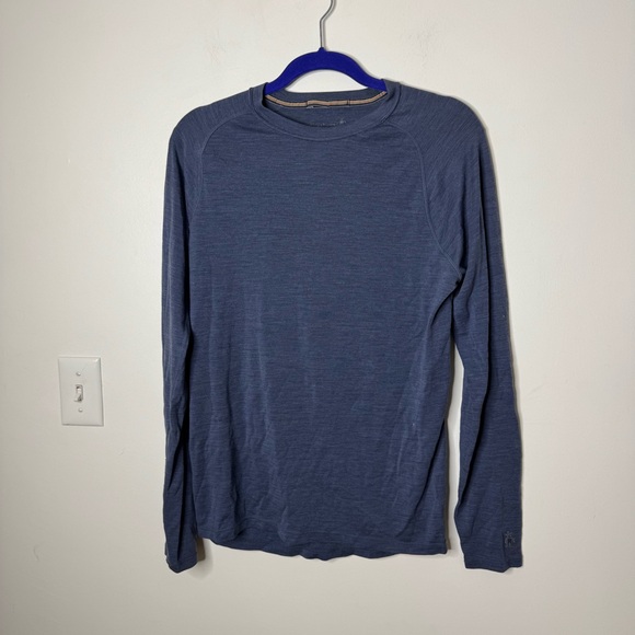 Smartwool Men's Active Ultralite Long Sleeve Heathered Blue Tee - Picture 1 of 6